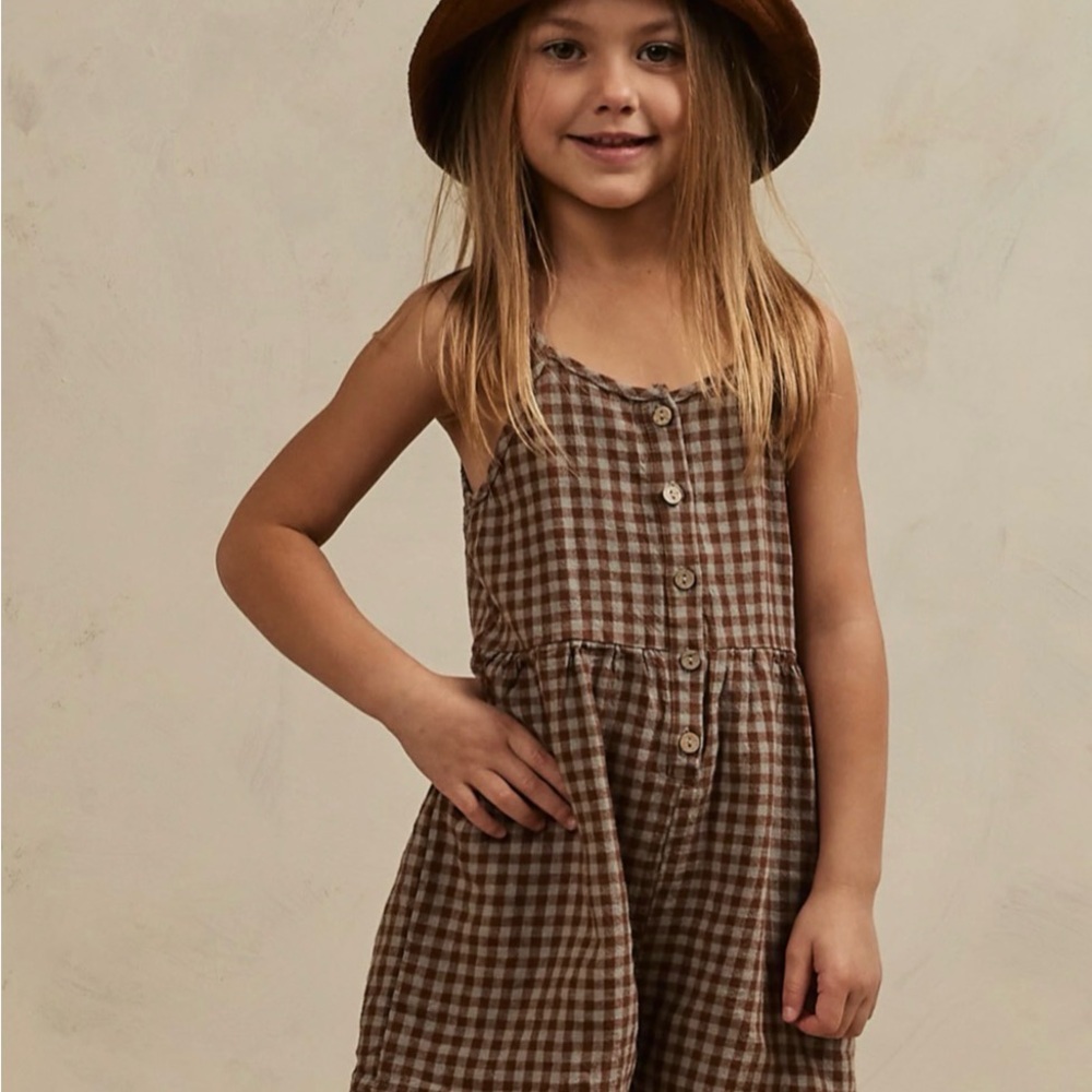 Rylee + Cru Button Romper Gingham - Picture 2 of 6